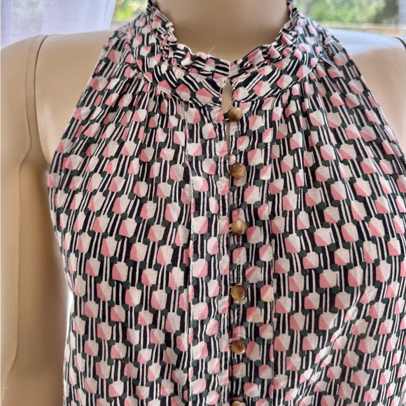 Maeve Women's Prema Sleeveless Button Tank Boho Ethnic Mixed Print Ruffle Size L - Picture 6 of 15